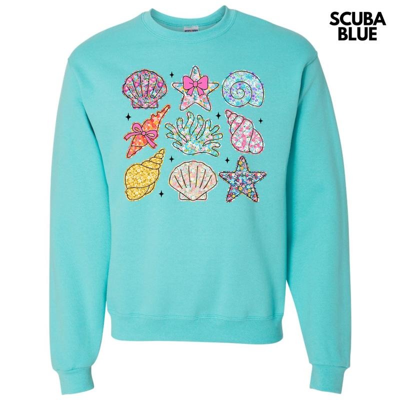 Ditzy Seashell Collage Happy Face Sweatshirt 'NLB' T-Shirts, Hoodie | RetroVerseTees.com