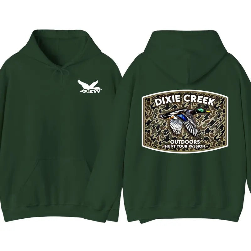 Dixie Creek Waterfowl Hoodie - Old School Camo Mallard Hoodie, Perfect for Outdoor and Hunting Lovers, Unisex Hoodie...