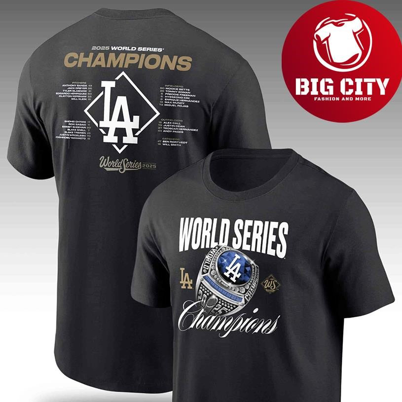 Dodgers 2025 World Series Champions Ring Two Sided Shirt