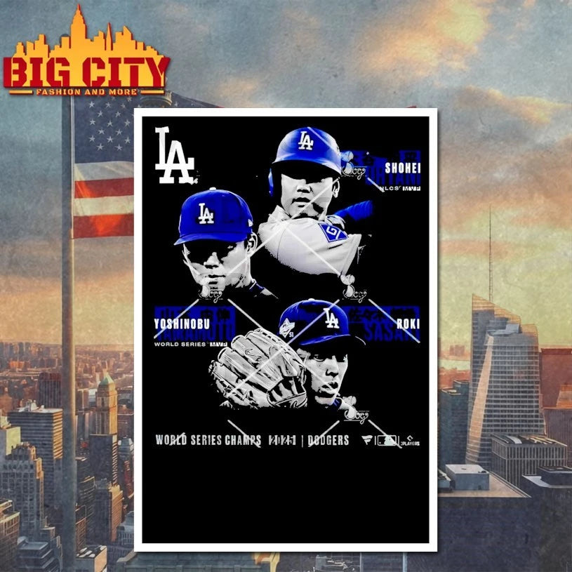 Dodgers Shohei Ohtani Yoshinobu Yamamoto &amp; Roki Sasaki WS 2025 Champions Historic Performances Shirt