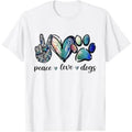 Dog Lover Peace Love Dogs Puppy Paw T-Shirt Made in USA Hoodie, Sweatshirt | RetroVerseTees.com