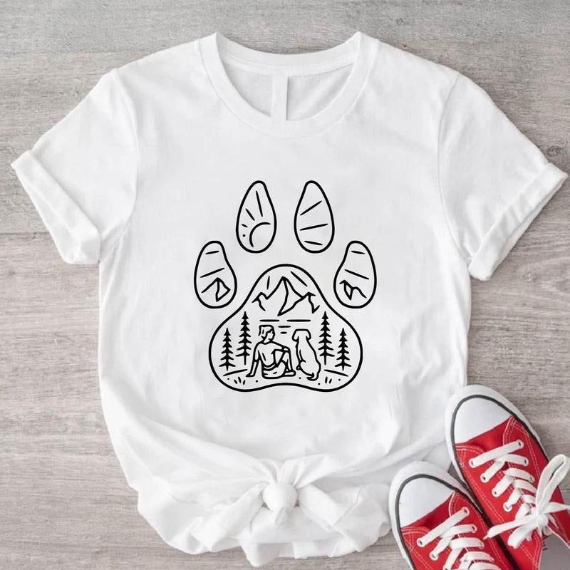 Dog Paw Adventure Shirt, Dog Lover Gift T-Shirt, Nature Lover Tee, Camping Gift Shirt, Animal Lover Gift Tee, Mountain...