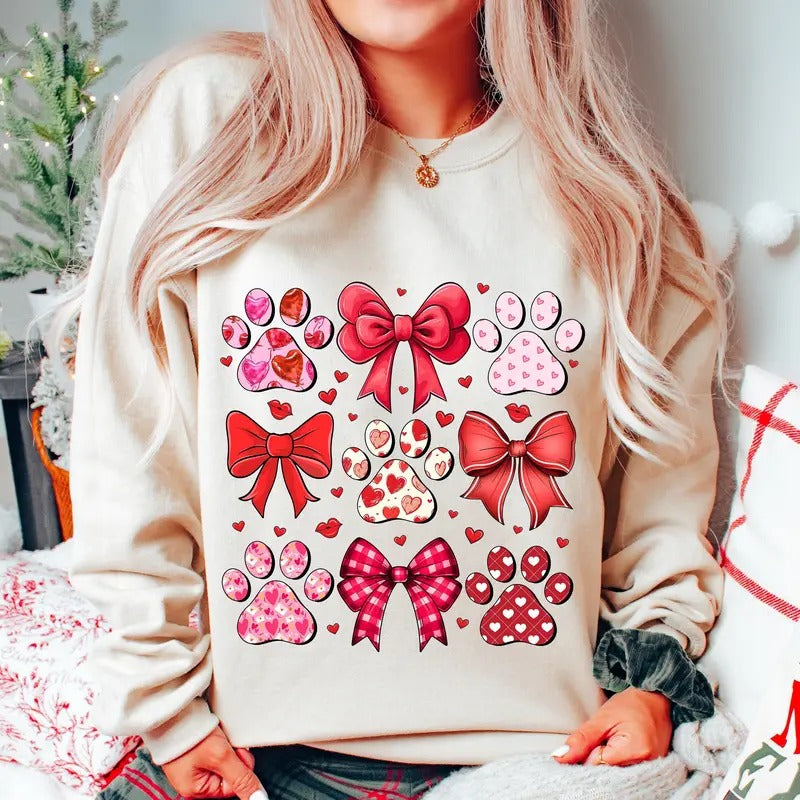 Dog Valentine Coquette Tshirt Sweatshirt, Dog Mom Sweatshirt, Valentine's Day, Dog Lover Gift, Unisex Sweater Pullover...