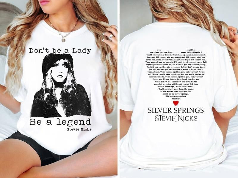 Don't Be A Lady Be A Legend 2 Sides T-Shirt, Stevie Nicks T-Shirt Hoodie, Sweatshirt | RetroVerseTees.com