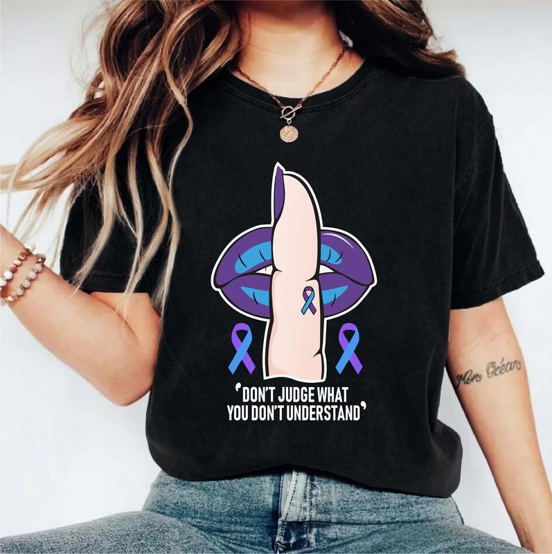 Don't Judge What You Don't Understand Shirt, Rheumatoid Arthritis Awareness T-shirt, Blue and Purple Ribbon Tee, Survivor...