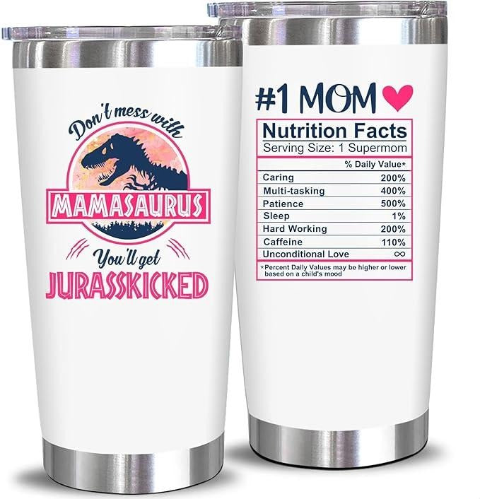Don't Mess With Mamasaurus Tumbler, Mom Facts, Christmas Gifts for Mom Wife, Gifts for Mom