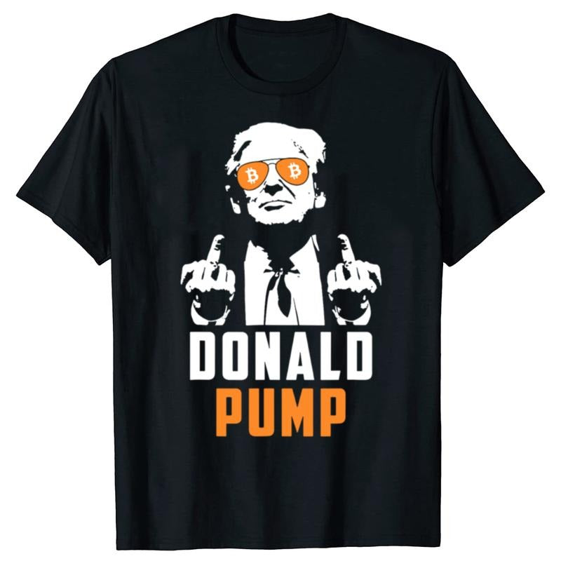 Donald Pump Bitcoin Funny Trump 2024 Crypto American Flag Lightsaber brand-shirts Fashion Casual Tshirt 100% Cotton Loose...