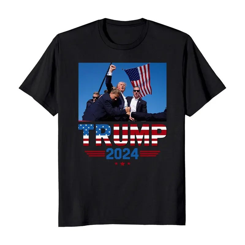Donald Trump 2024 Shot At Election Rally T-Shirt Cotton Fabric Hoodie, Sweatshirt | RetroVerseTees.com