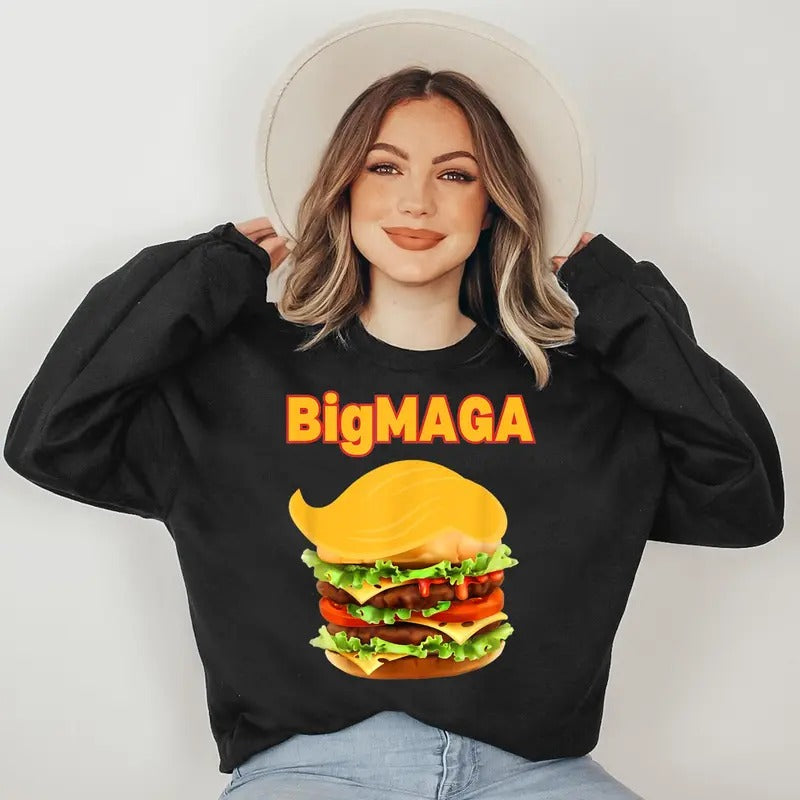Donald Trump Cheeseburger Big MAGA Hamburger Sweatshirt T-Shirts, Hoodie | RetroVerseTees.com