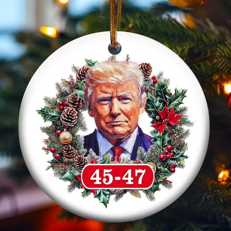 Donald Trump Christmas Ornament, American Pride Ceramic Stone Ornament, Keepsake Gift, T-Shirts, Hoodie, Sweatshirt