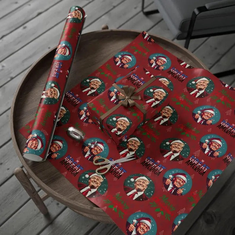 Donald Trump Christmas Wrapping Paper Trump Wins 2025 Christmas Will be Great Again Christmas Gift Wrap MAGA Gift Paper...
