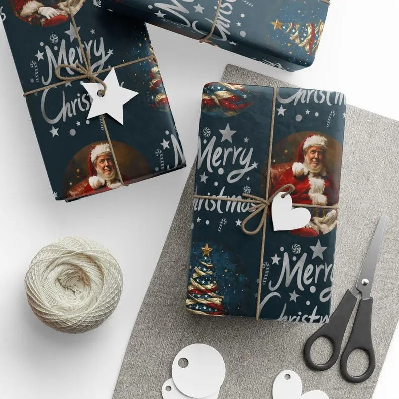 Donald Trump Christmas Wrapping Paper Trump Wins 2025 Christmas Will be Great Again Christmas Gift Wrap MAGA Gift Paper...