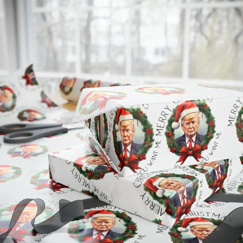 Donald Trump Christmas wrapping paper funny pro Trump wrapping paper You Know You Want Me funny wrapping paper miss me...