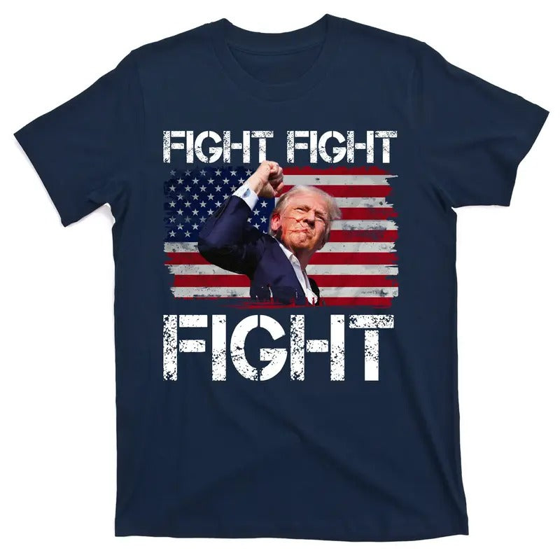 Donald Trump Fight Fight Fight USA Flag You Missed 2024 T-Shirt Hoodie, Sweatshirt | RetroVerseTees.com