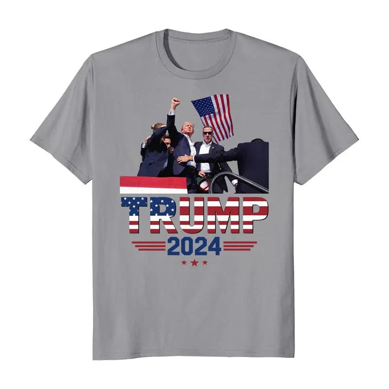 Donald Trump Shot 2024 Election GOP Republican T-Shirt Cotton Fabric Hoodie, Sweatshirt | RetroVerseTees.com