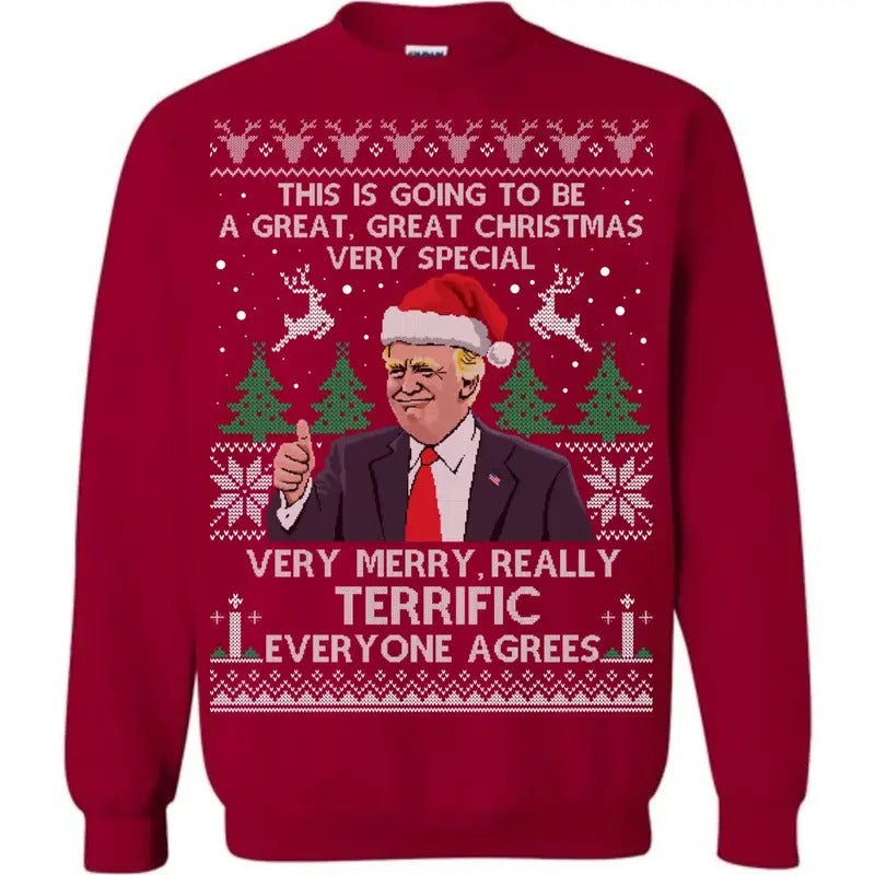 Donald Trump Ugly Christmas  Gifts For Boyfriend and Girlfriend Sweashirt T-Shirts, Hoodie, Sweatshirt | RetroVerseTees.com