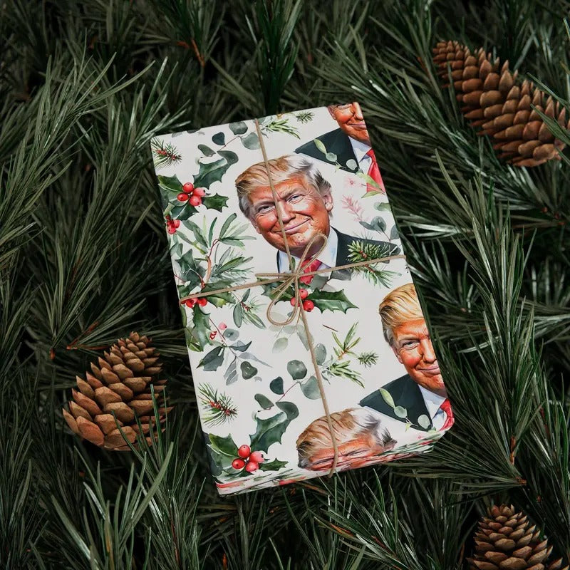 Donald Trump Wrapping Paper Holiday Gift T-Shirts, Hoodie, Sweatshirt | RetroVerseTees.com