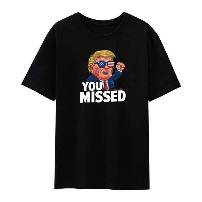Donald Trump You Missed Fist 2024 T-Shirt Casual Men'WB shield Short Sleeved Shirt style 02 Hoodie, Sweatshirt