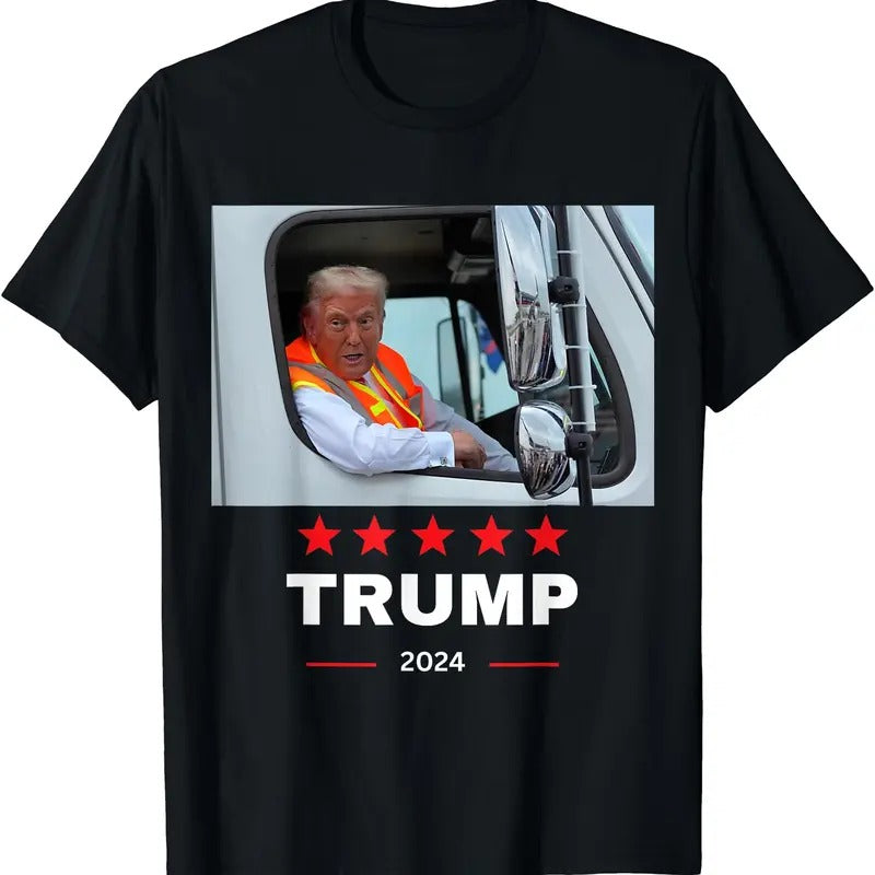 Donald Trump rides in garbage truck T-Shirt Hoodie, Sweatshirt | RetroVerseTees.com
