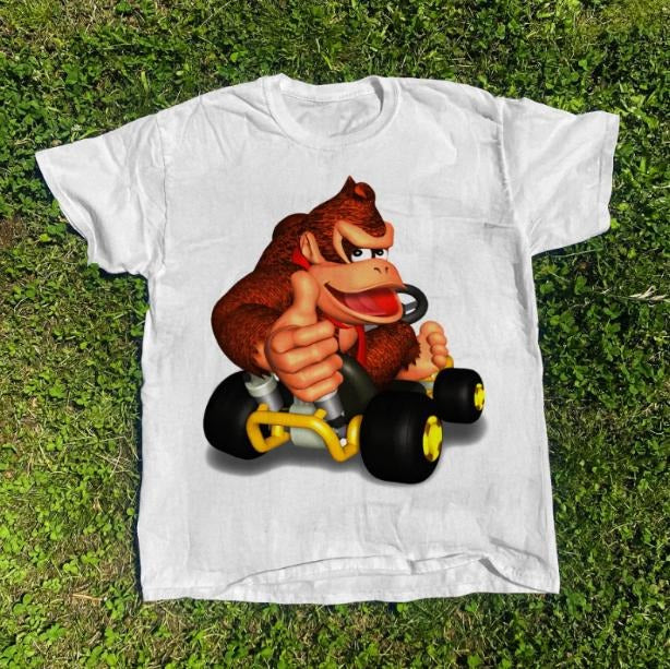 Donkey Kong Racing Kart T-Shirt, Meme Funny Animal Tee, Gifts Shirt, Unisex Vintage Graphic Tees Gothic Grunge Y2k Pocket...