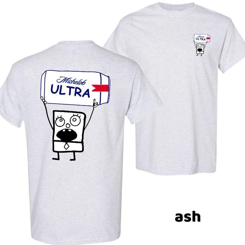 DoodleBob Michelob Ultra Meme Tee, Party Outfit For Beer Lovers, Funny Graphic T-shirt, Streetwear Style Statement,...