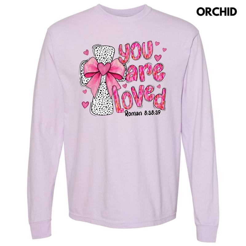 Dot Cross You Are Loved Long Sleeve Comfort Colors T-Shirt 'NLB' Hoodie, Sweatshirt | RetroVerseTees.com