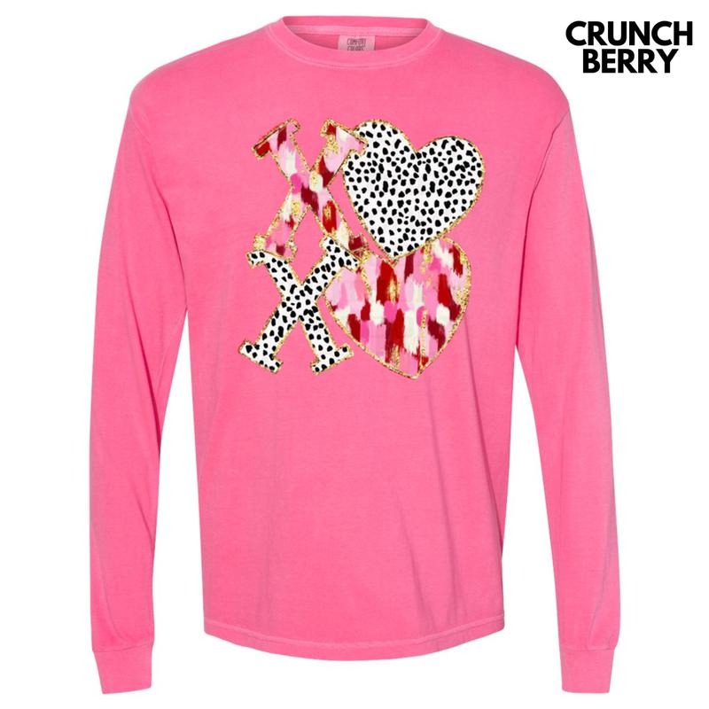 Dotted XOXO Long Sleeve Comfort Colors T-Shirt Hoodie, Sweatshirt | RetroVerseTees.com