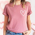 Double Heart Pocket Print, Super Soft Tshirt, Valentine's Day Hoodie, Sweatshirt | RetroVerseTees.com