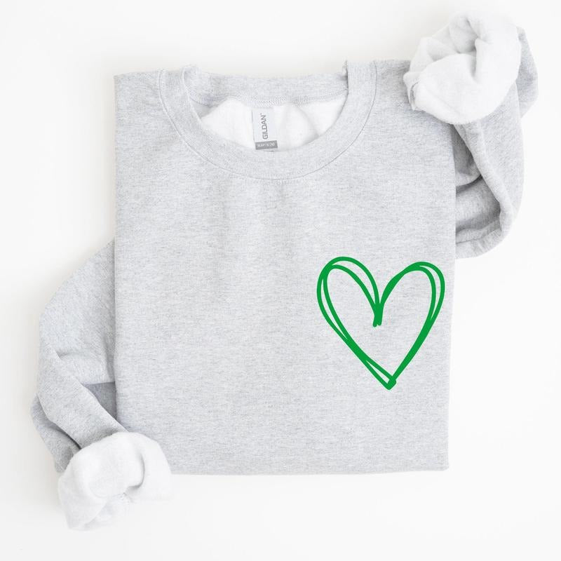 Double Heart, Pocket Print, St Patrick's Day Sweatshirt T-Shirts, Hoodie | RetroVerseTees.com