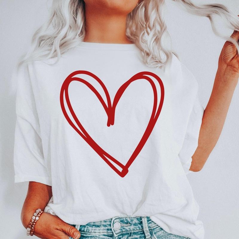 Double Heart, Sketch, Doodle, Love, Comfort Colors Tshirt, Valentine's Day, Valentine's Day Comfort Colors Tshirt,...