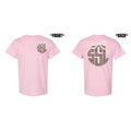 Double Pink Bow Cheetah Monogram Gildan Short Sleeve T-Shirt 'NLB' Hoodie, Sweatshirt | RetroVerseTees.com