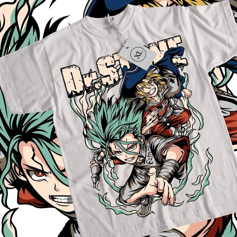 Dr. Stone T-Shirt S-4XL Senku Ishigami Ryusui Asagiri Seiyuu Vintage Shirt Tshirt S-4XL Hoodie, Sweatshirt