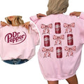Dr Pepper Coquette Bow Pink Sweatshirt, Retro Soda Dr Pepper Shirt, 2 Sided Casual Classic Cotton Crewneck Graphic Shirt...