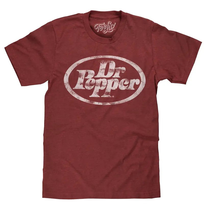 Dr Pepper Distressed Logo T-Shirt - Red graphic tee Hoodie, Sweatshirt | RetroVerseTees.com