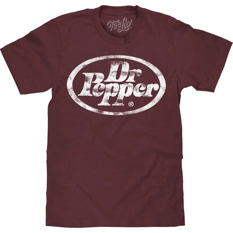 Dr Pepper Distressed Oval Logo Big and Tall T-Shirt - Red graphic tee Hoodie, Sweatshirt | RetroVerseTees.com