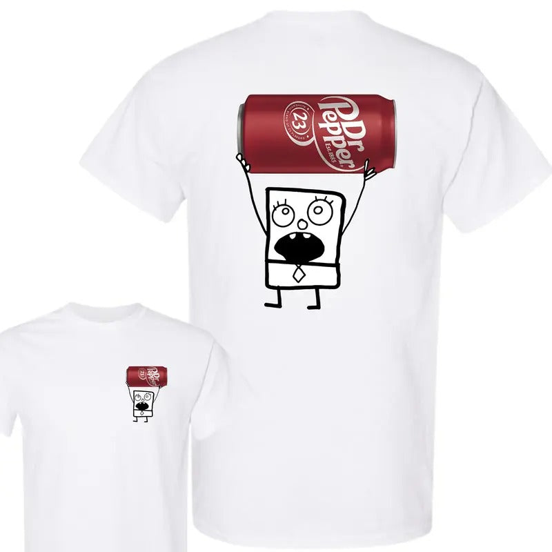Dr Pepper Doodlebob T-shirt , Doodlebob Shirt, Dr Pepper Shirt, Double Sided Graphic Printed Unisex Classic Cotton...