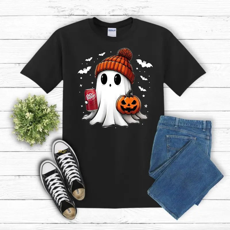 Dr Pepper Ghost Cute Halloween T-Shirt Comfort Fabric Hoodie, Sweatshirt | RetroVerseTees.com