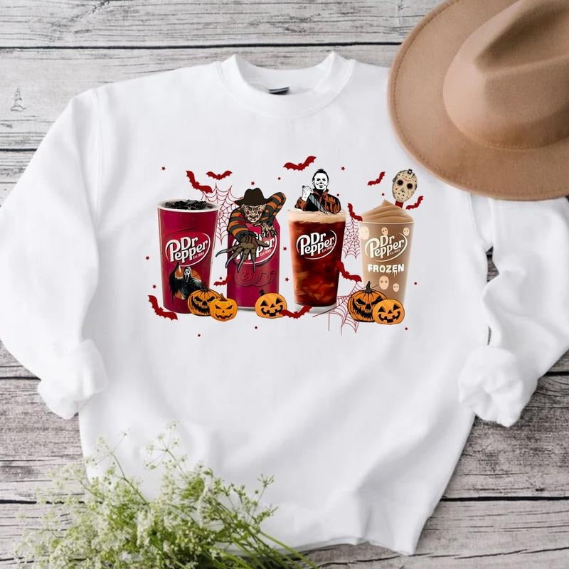 Dr Pepper Horror Halloween Hoodie , Sweatshirt & T-shirt , Halloween 2024 trend | RetroVerseTees.com