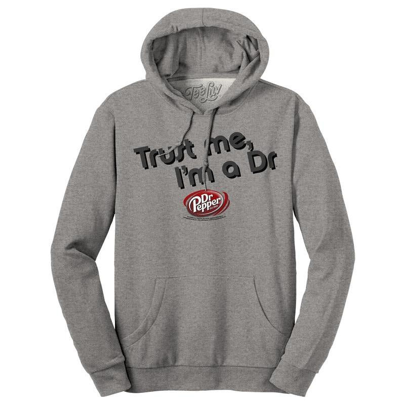 Dr Pepper Trust Me I'm a Dr Hooded Sweatshirt - Oxford Gray T-Shirts, Hoodie | RetroVerseTees.com
