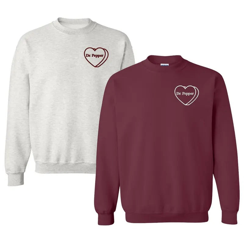'Dr. Pepper Candy Heart' Crewneck Sweatshirt T-Shirts, Hoodie | RetroVerseTees.com