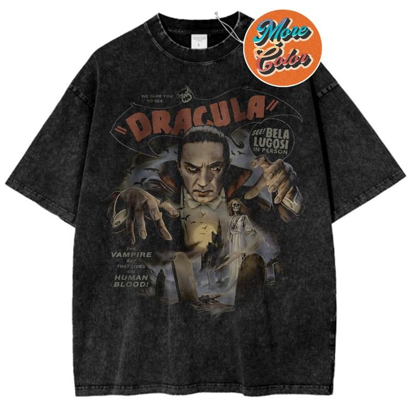 Dracula Horror Anime Vintage Shirts, Cotton Unisex T-Shirt, Crew Neck, Size S- 3XL, Menswear Top, Womenswear Top...