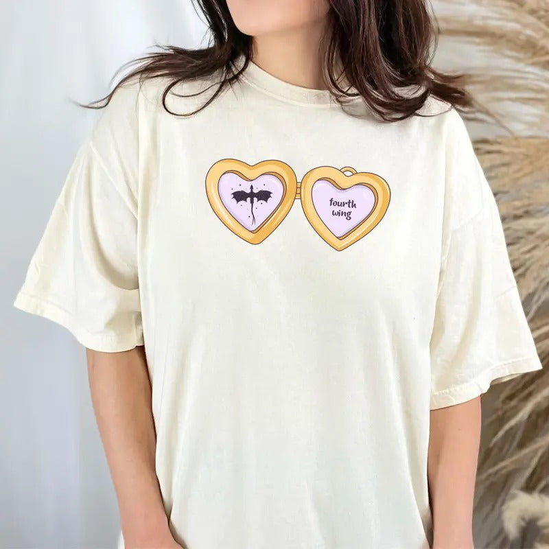Dragons Always Know Heart Locket shirt, Cute Trendy Aesthetic Fantasy Fourth Wing Dragon shirt Hoodie, Sweatshirt