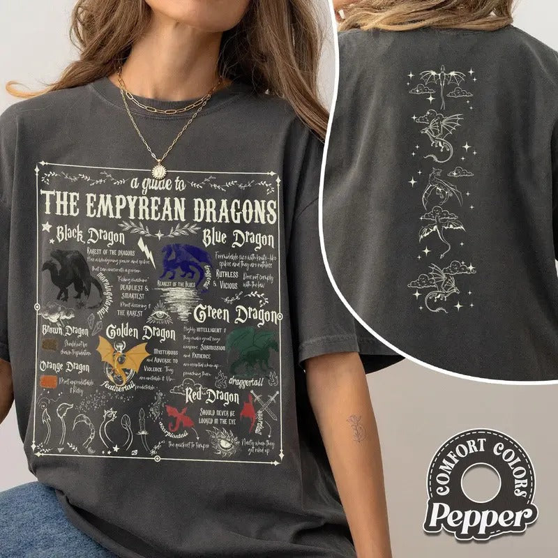 Dragontails Colored Comfort Colors Shirt, Fourth Wing Shirt, Dragon Rider Shirt, Violet Sorrengail, Womenswear Fabric...