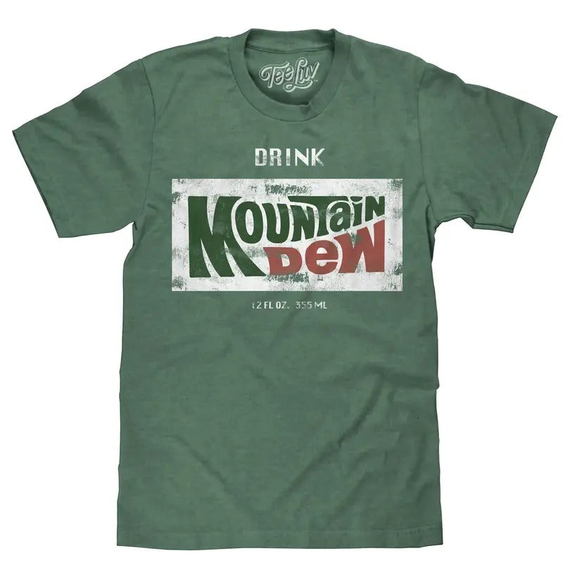 Drink Mountain Dew Logo T-Shirt - Green Hoodie, Sweatshirt | RetroVerseTees.com