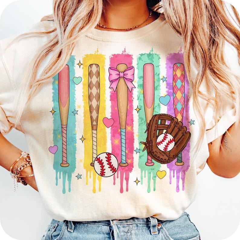 Dripping Baseball Coquette Tee, Preppy Ice Cream Design, Sporty Mama Look, shirt for women Hoodie, Sweatshirt