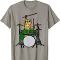 Drummer Cat Music Lover Musician Playing The Drums T-Shirt T-Shirt Menswear Top Underwear Tshirt Streetwear Tropical...