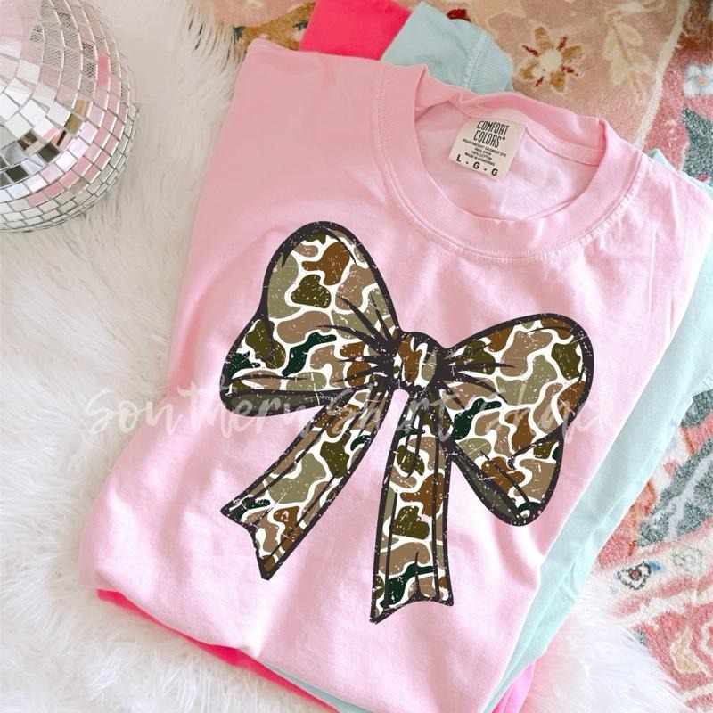 Duck Camo Bow T shirt  | Blossom comfort colors t shirt Hoodie, Sweatshirt | RetroVerseTees.com