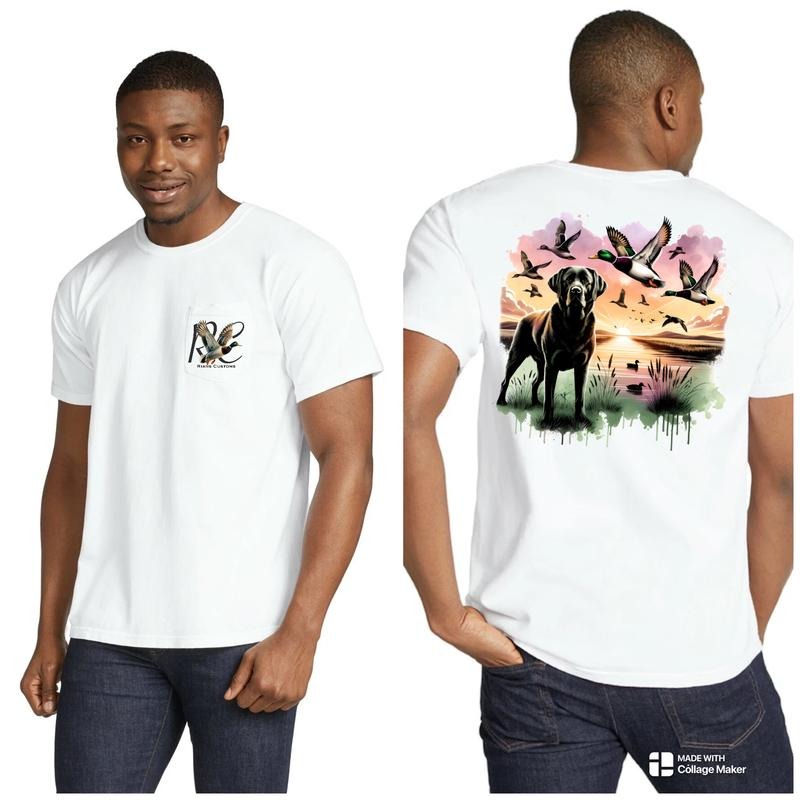 Duck Dog Sunrise Pocket T-Shirt - Unisex Casual Tropical Graphic Tee Hoodie, Sweatshirt | RetroVerseTees.com