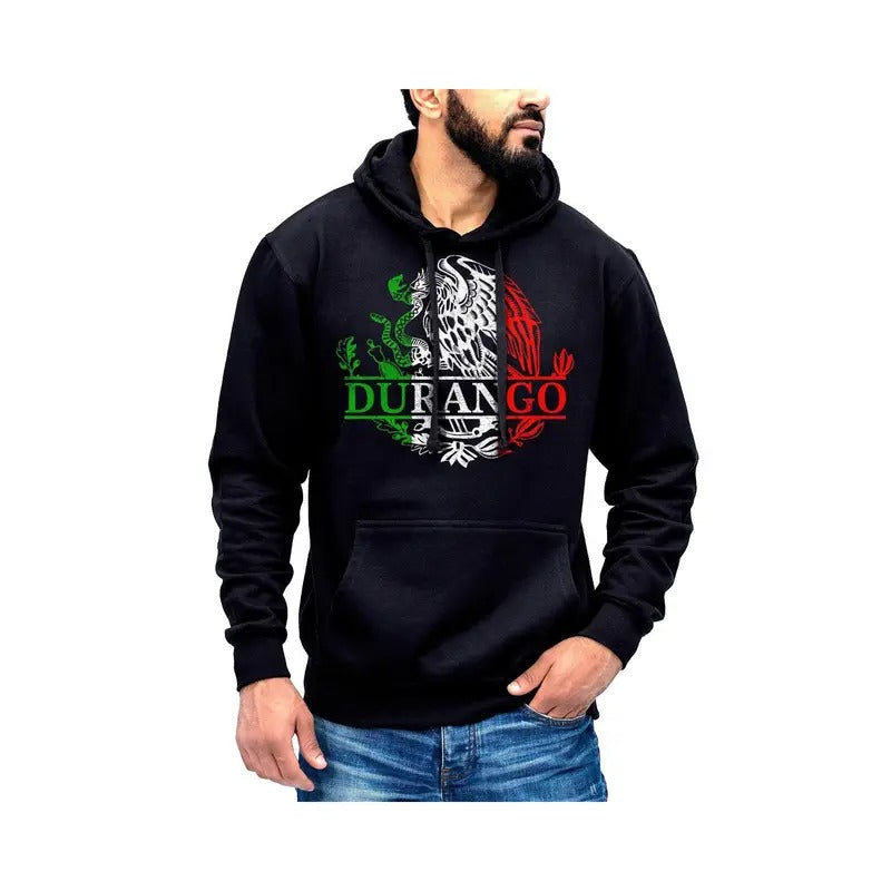 Durango Mexico Eagle Emblem Hoodie Sweatshirt Menswear Breathable Kangaroo Pocket T-Shirts | RetroVerseTees.com