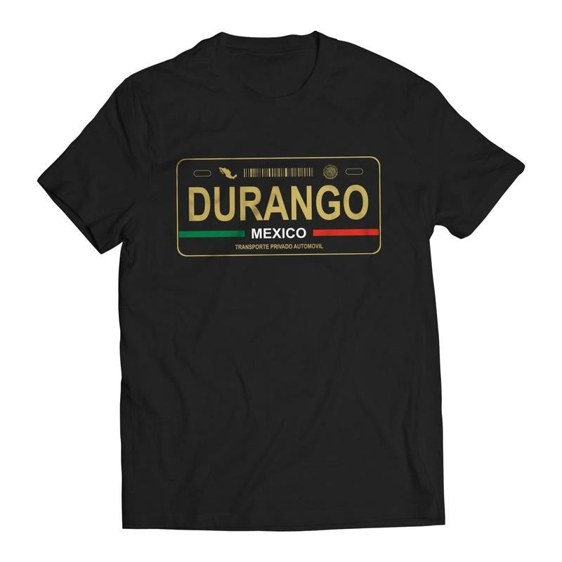 Durango Mexico License Plate T-Shirt - Playera con Placa de Carro Men's Graphic T-Shirt Hoodie, Sweatshirt